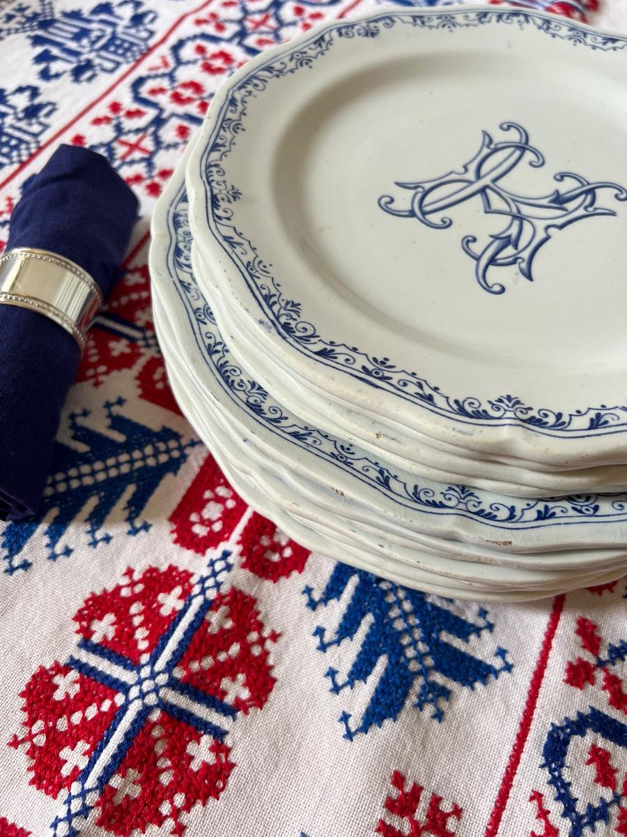 Service vaisselle GIEN monogramme 1930