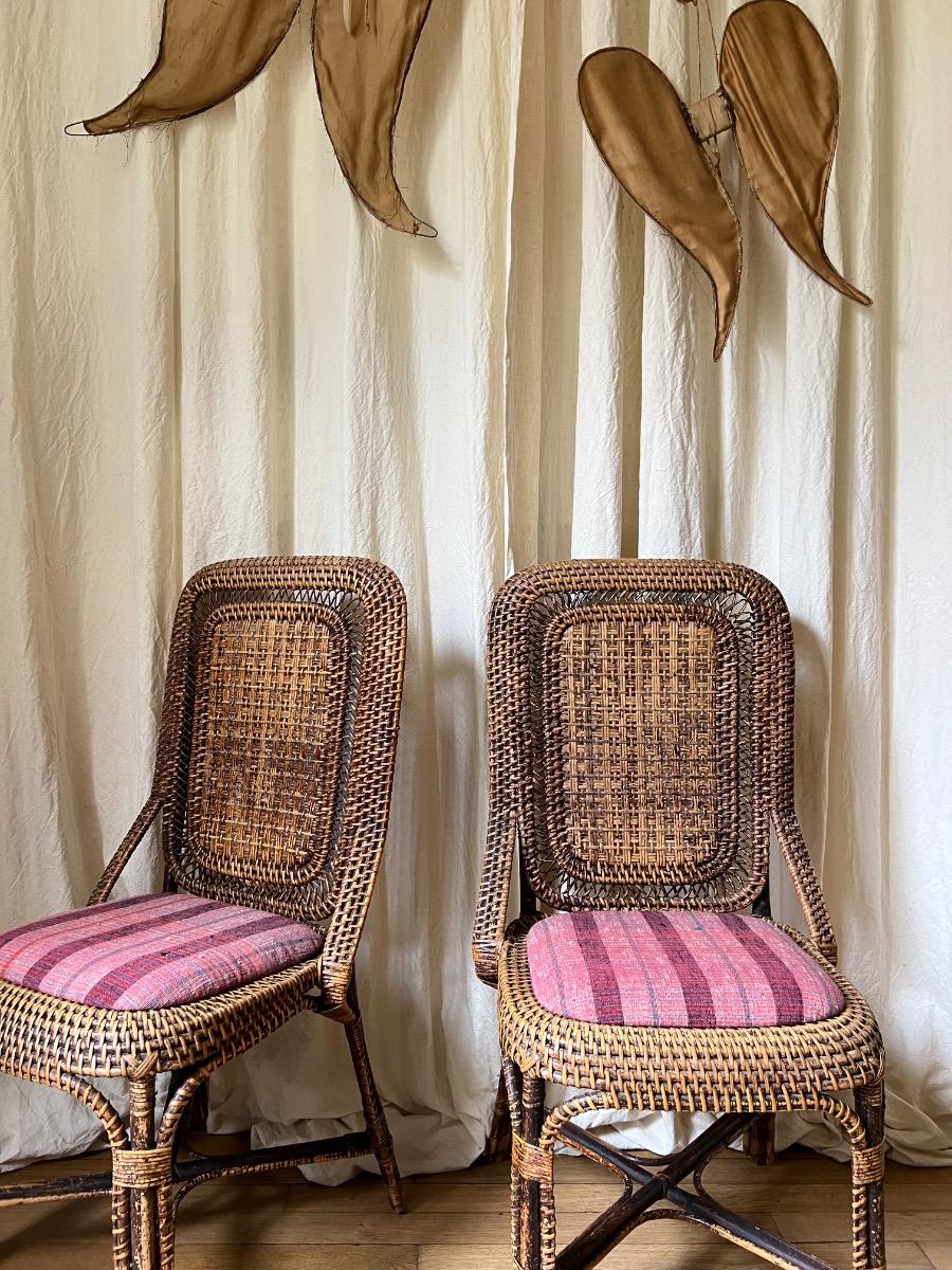 Paire de chaises rotin 1880