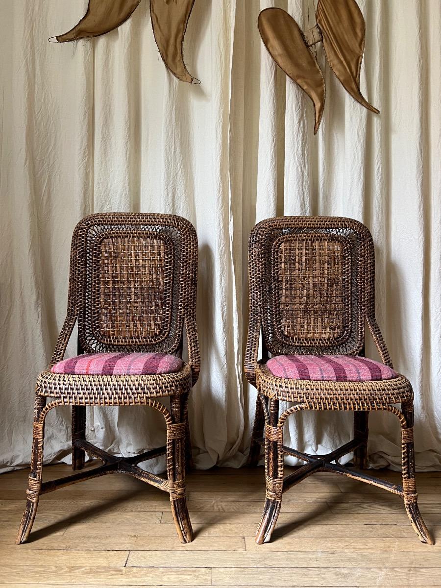 Paire de chaises rotin 1880