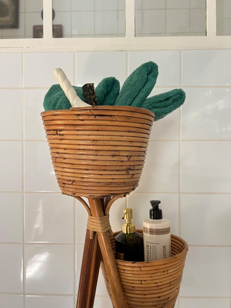Porte-plantes rotin 1950 