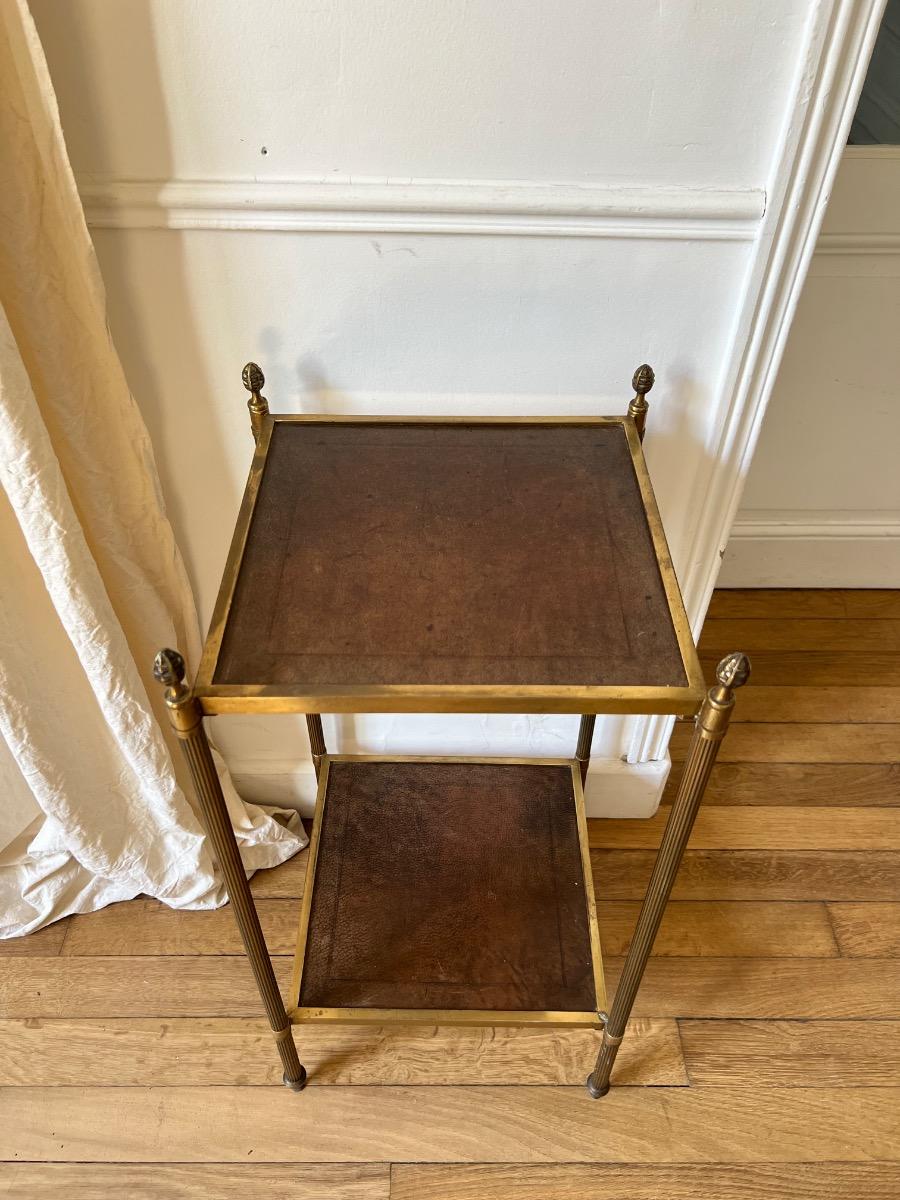 Bout de canapé bronze et cuir Maison Jansen