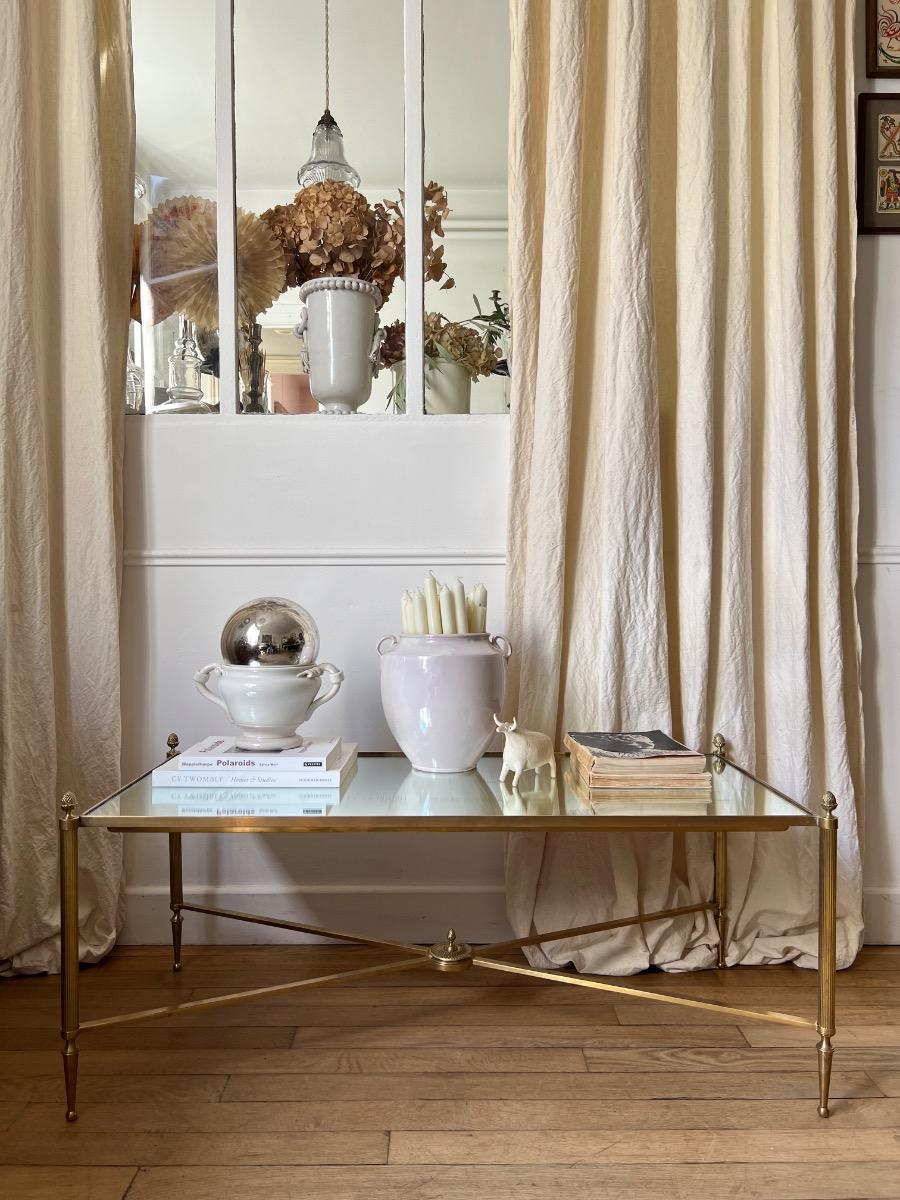 Table basse miroir bronze laiton 1940