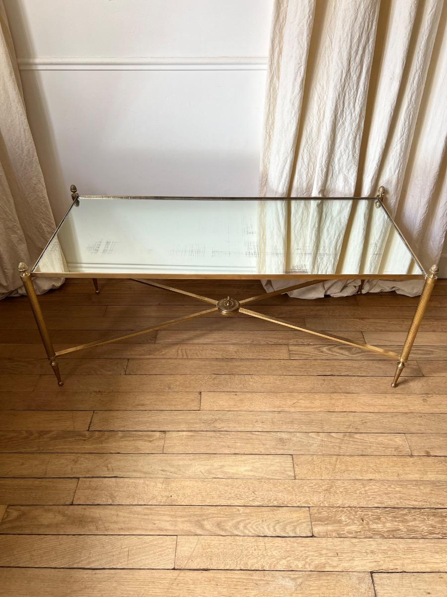 Table basse miroir bronze laiton 1940