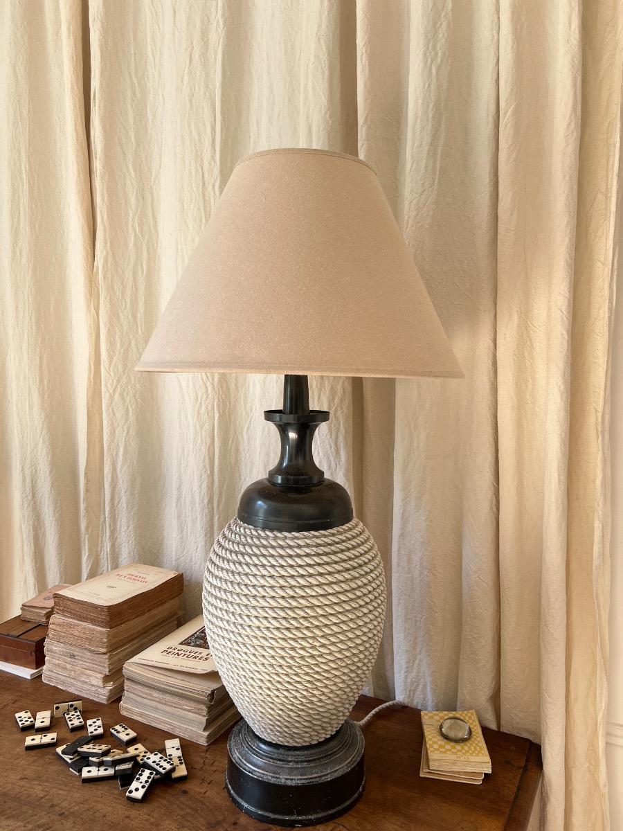 Lampe métal laqué et céramique 1970