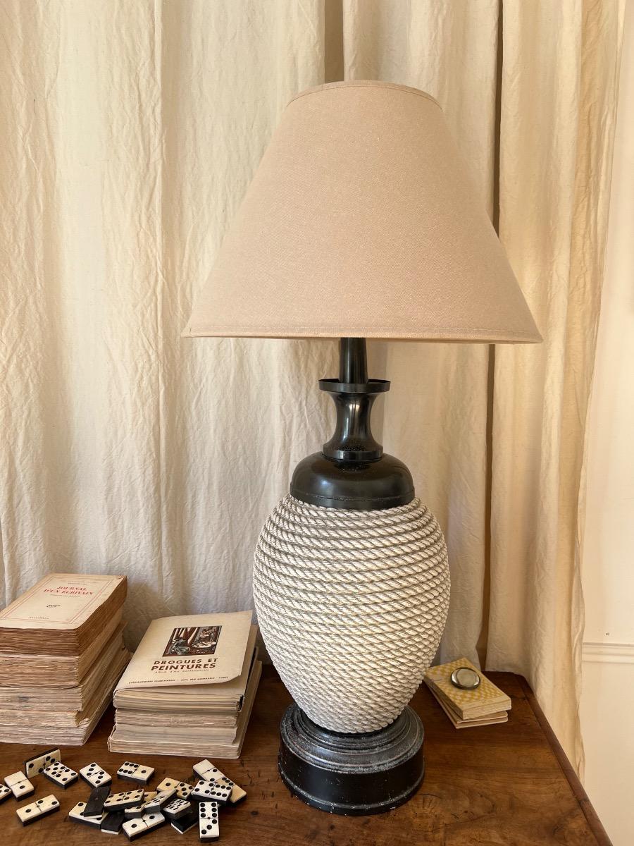 Lampe métal laqué et céramique 1970