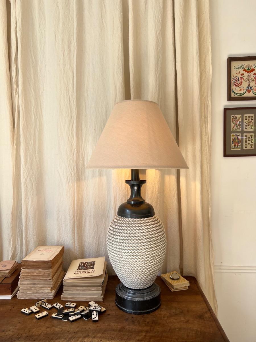 Lampe métal laqué et céramique 1970