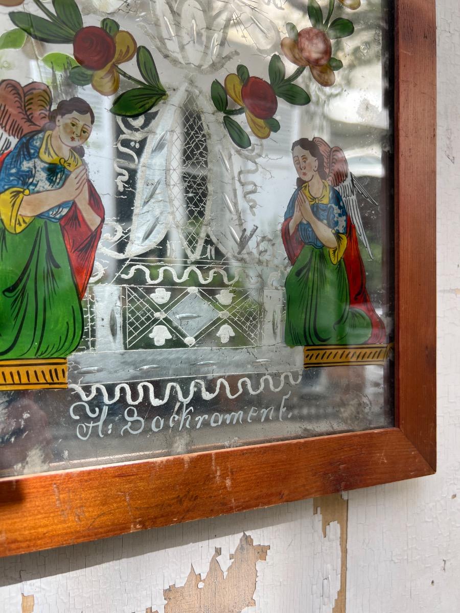 Fixé sous verre, image sainte, début XIXème