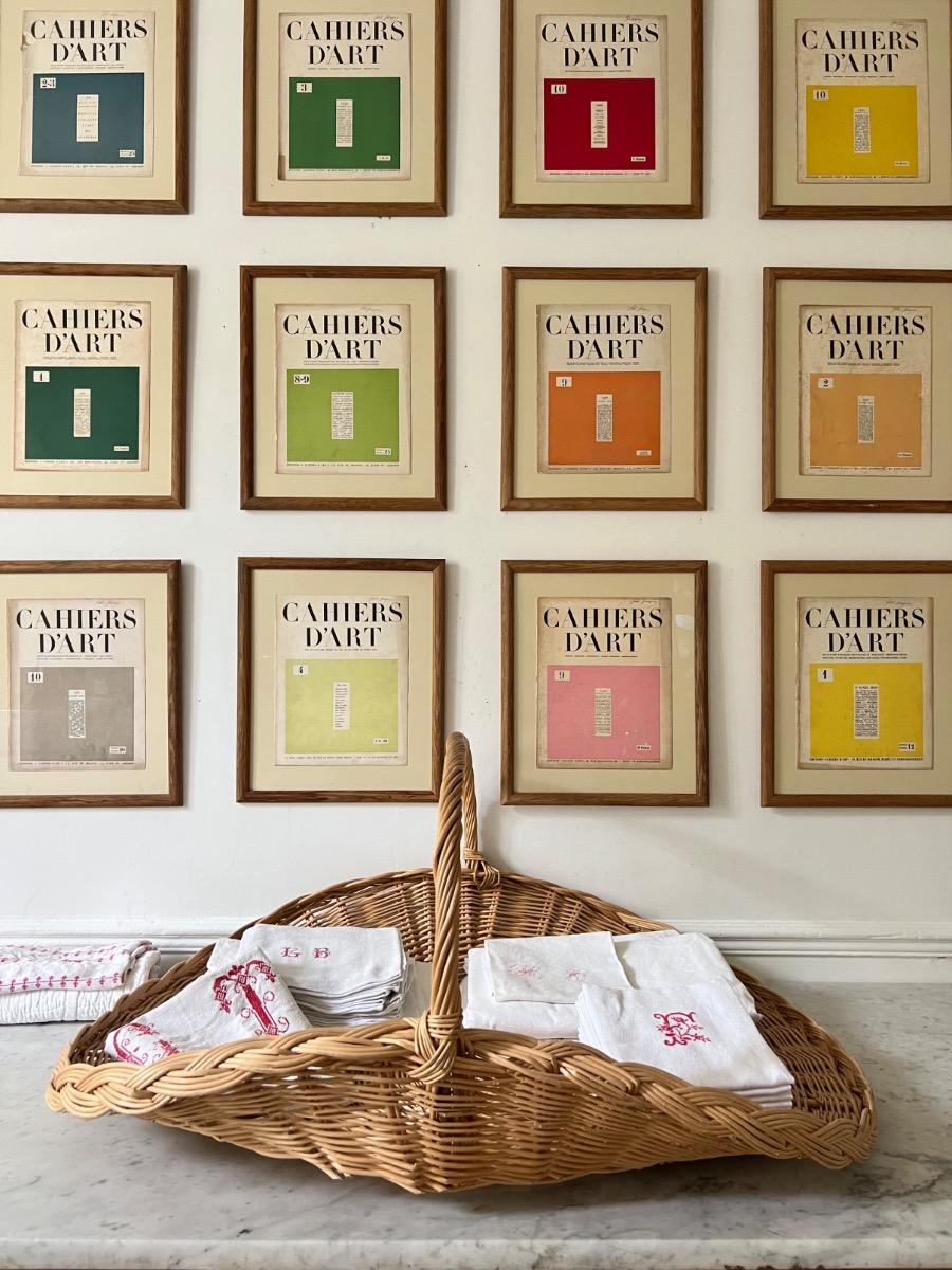 Grand panier oblong en osier 1960