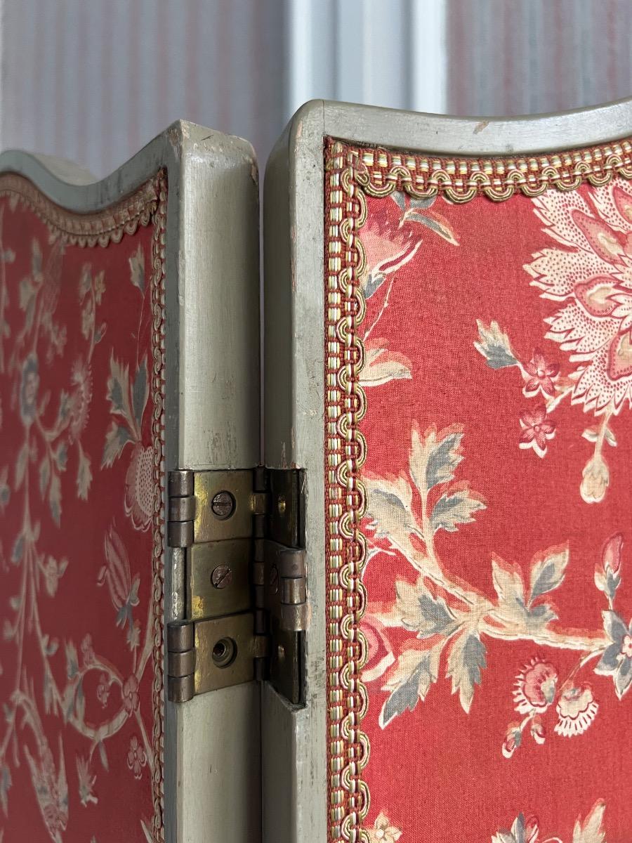 Paravent 3 feuilles tissu indienne 1880