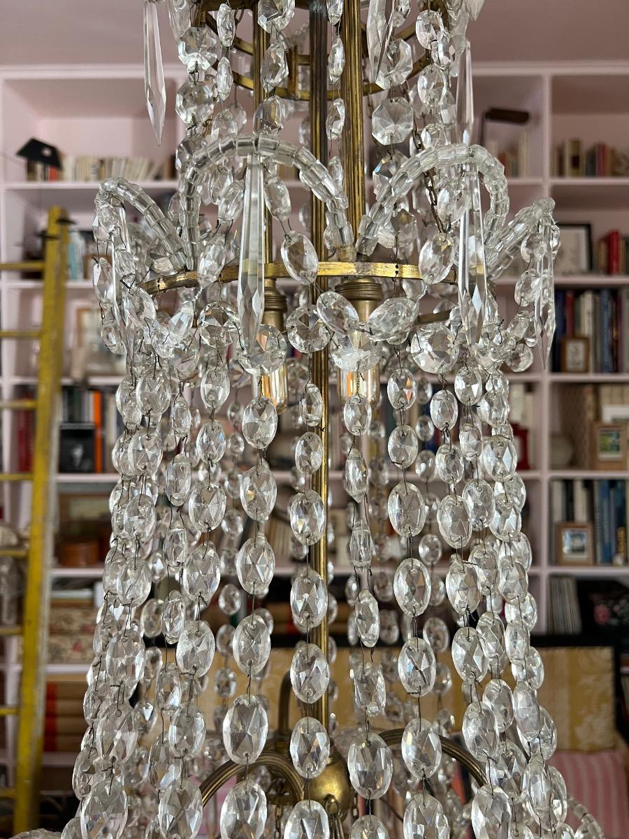 Important lustre 7 feux pampilles 1920