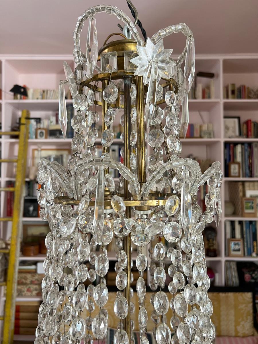 Important lustre 7 feux pampilles 1920
