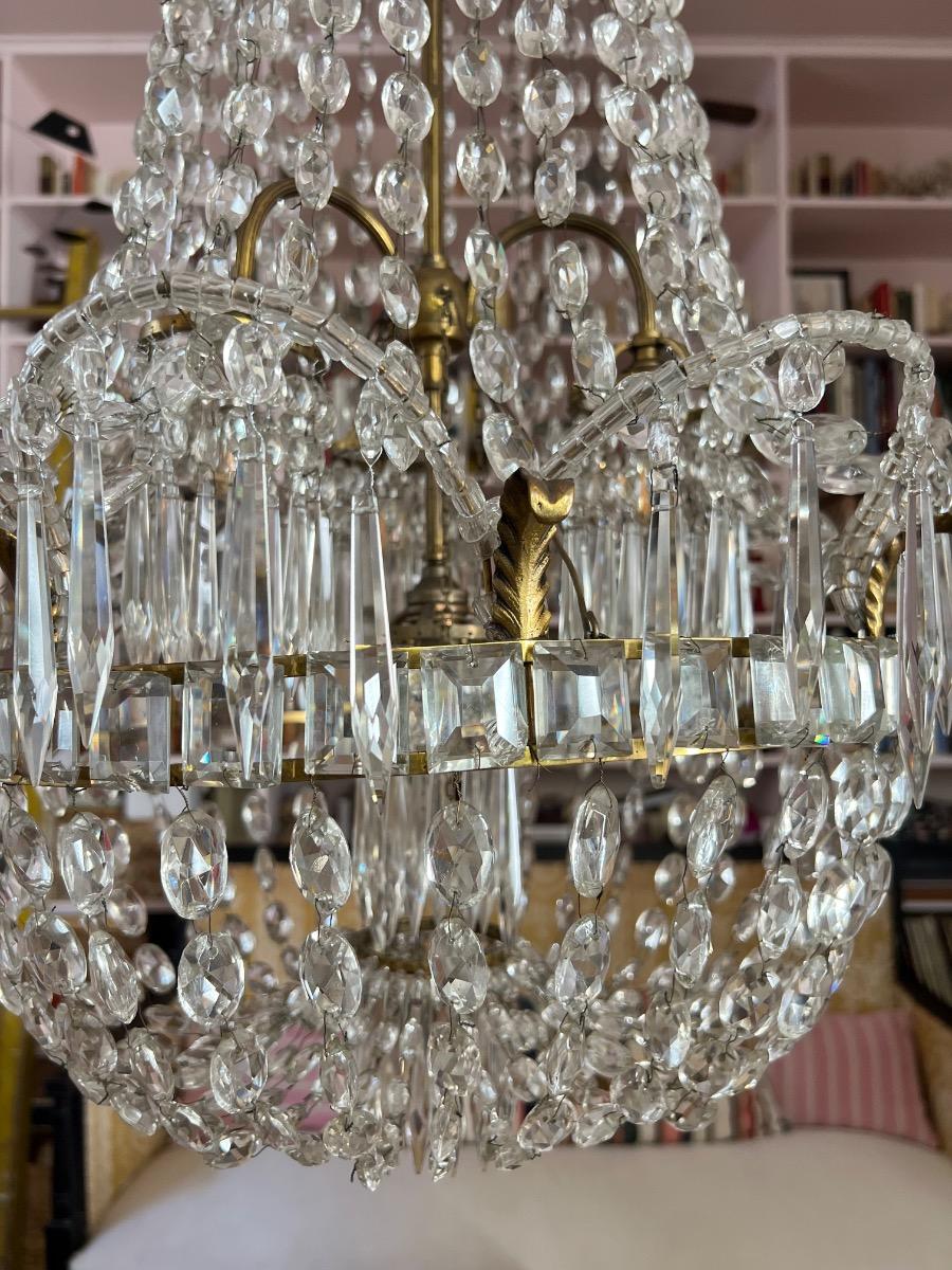 Important lustre 7 feux pampilles 1920