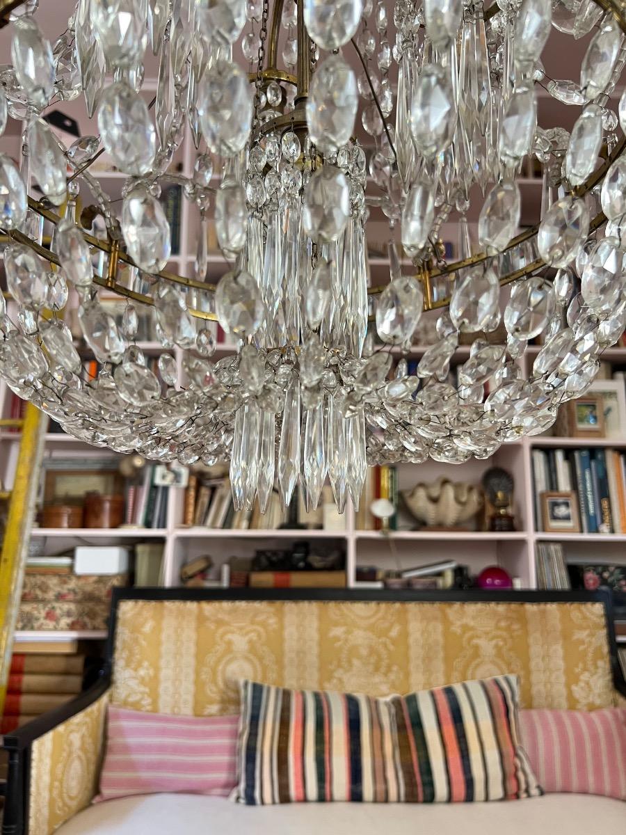 Important lustre 7 feux pampilles 1920