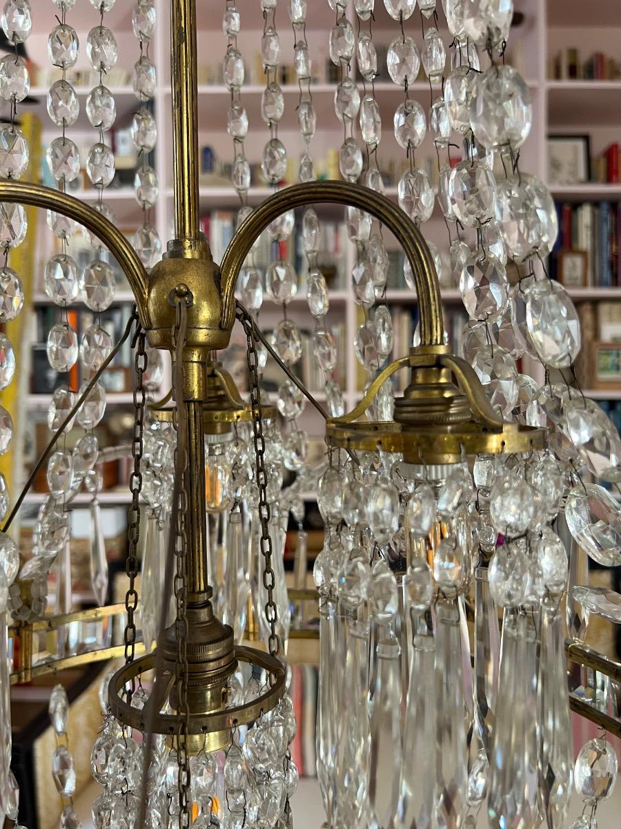 Important lustre 7 feux pampilles 1920