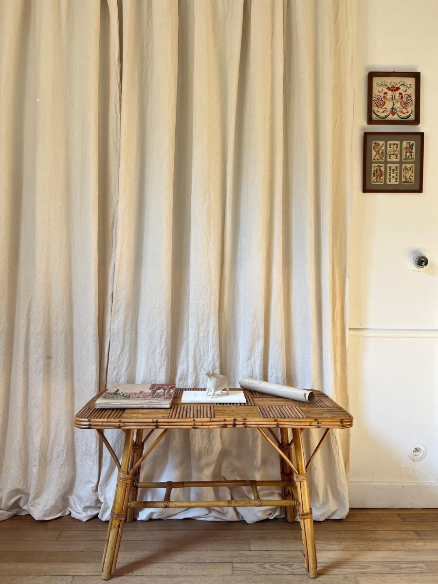 Table basse rotin bambou 1950
