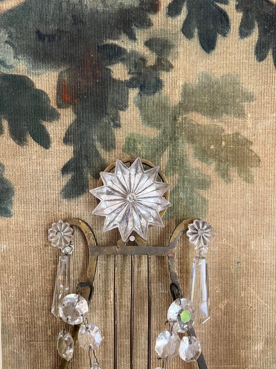 Paire d’appliques lyres bronze verre 1940