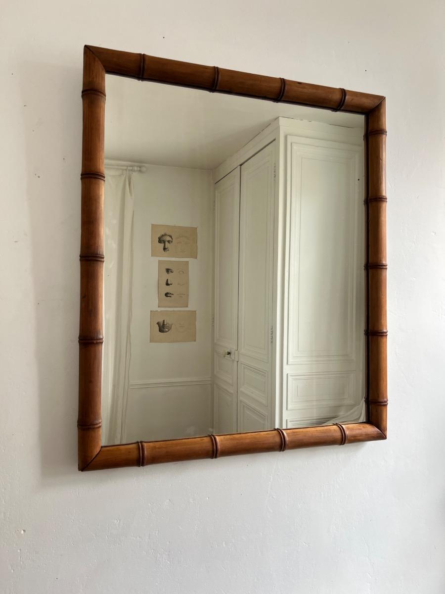 Miroir bois façon bambou 1900