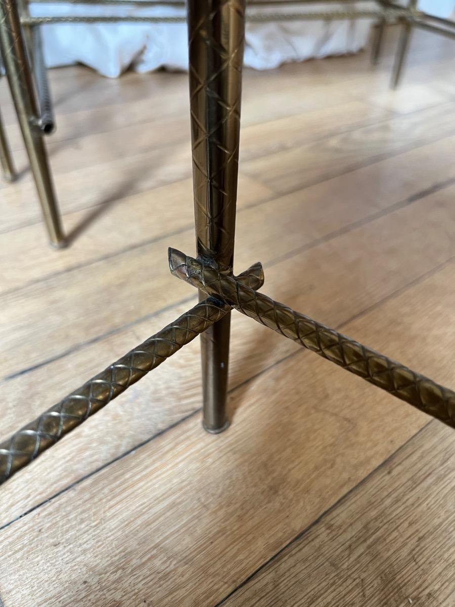 3 tables gigognes laiton miroir 1950
