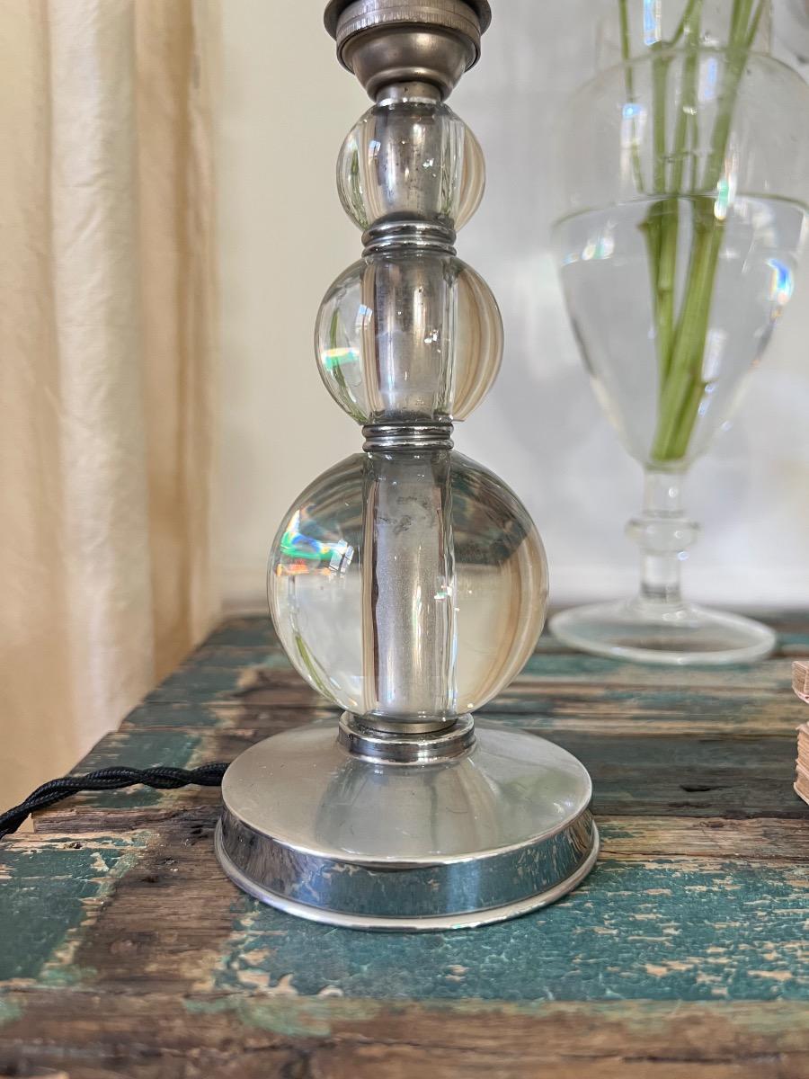 Lampe à poser verre / métal chromé 1940