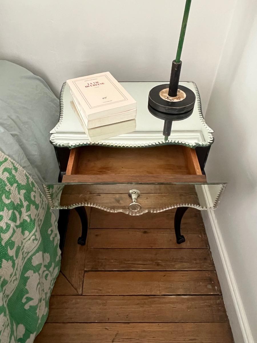 Chevet miroir et bois noirci 1940