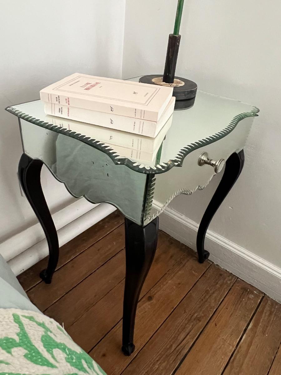 Chevet miroir et bois noirci 1940