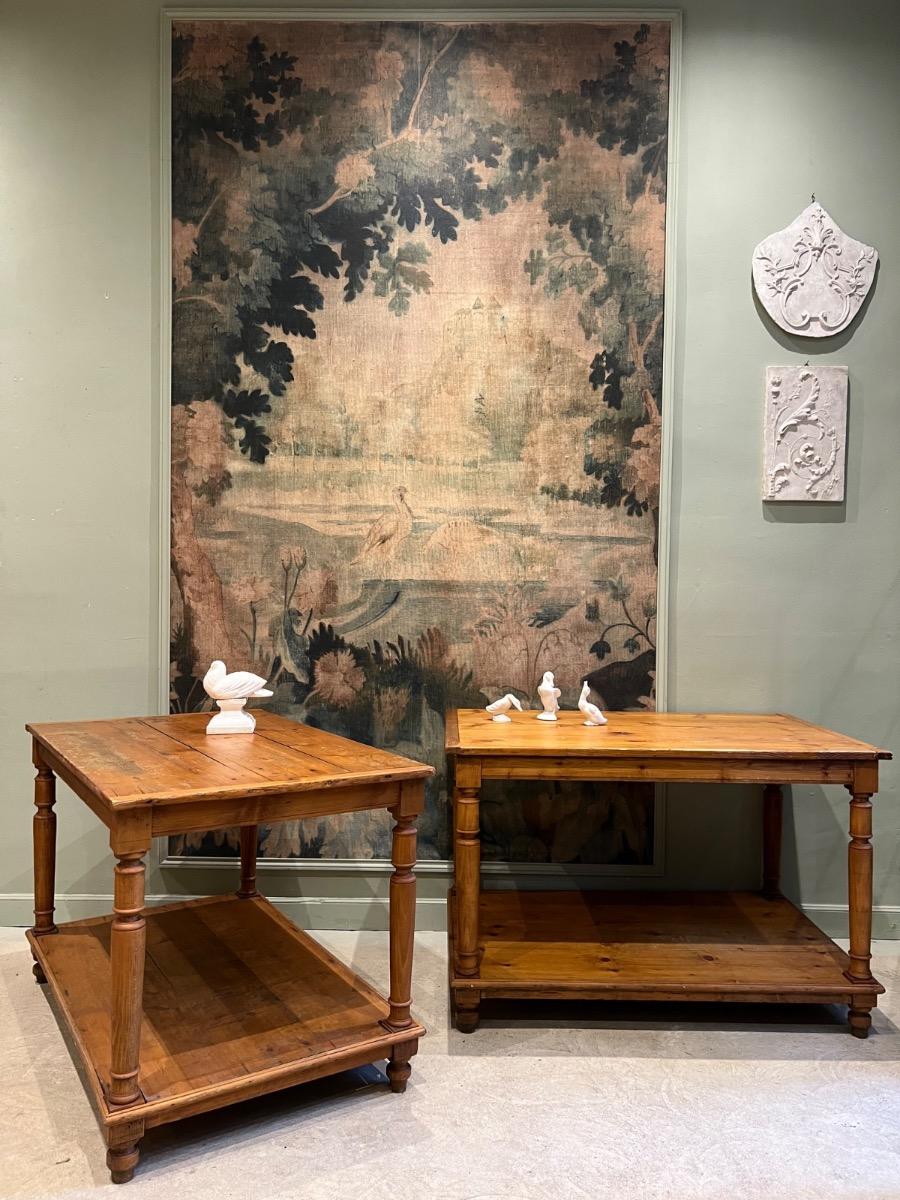 Paire de tables de drapier sapin 1920