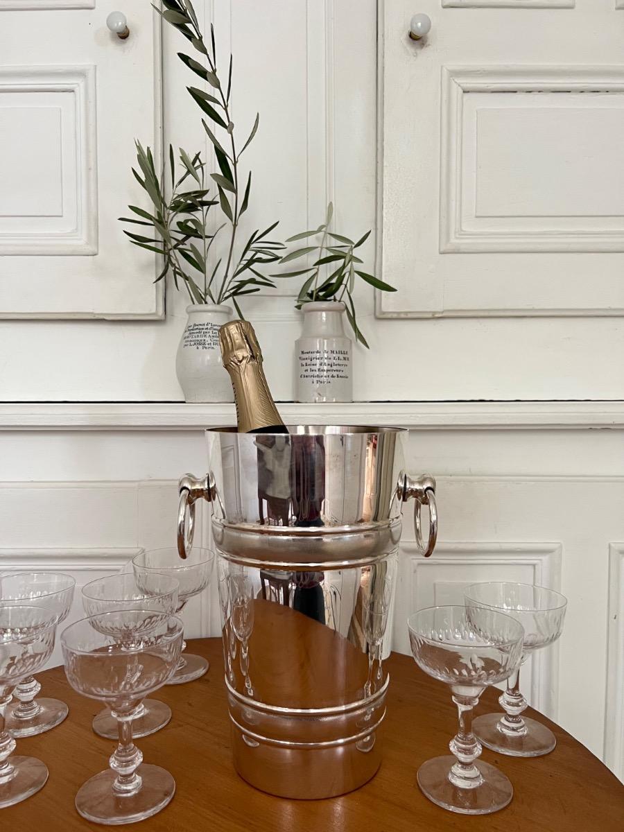 Seau à champagne / vin métal argenté 1940