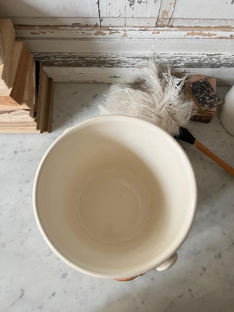 Seau faïence et rotin 1900