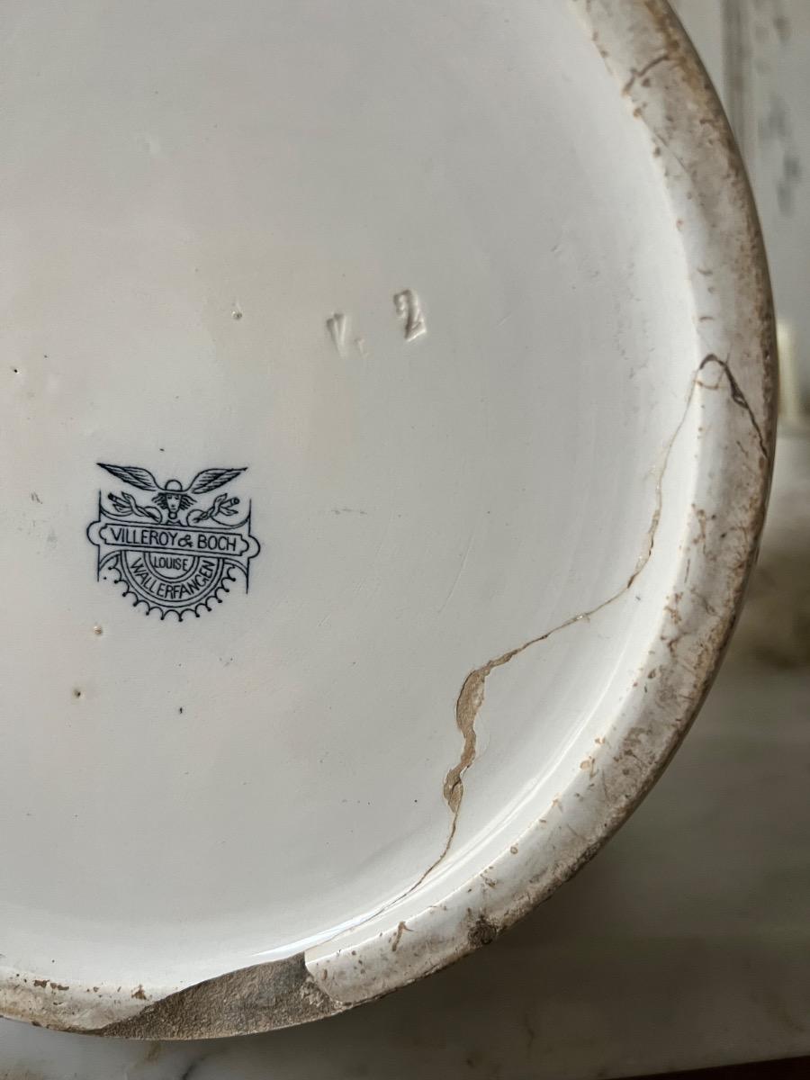 Seau faïence et rotin 1900