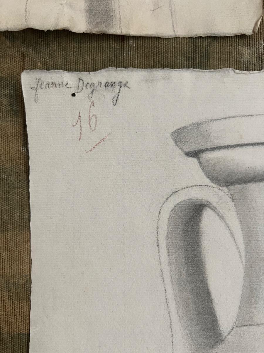 2 dessins, mine de plomb, études 1900