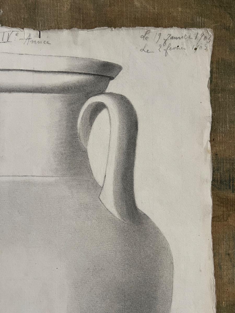 2 dessins, mine de plomb, études 1900