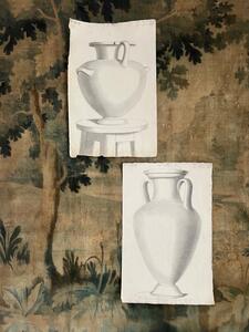 2 dessins, mine de plomb, études 1900