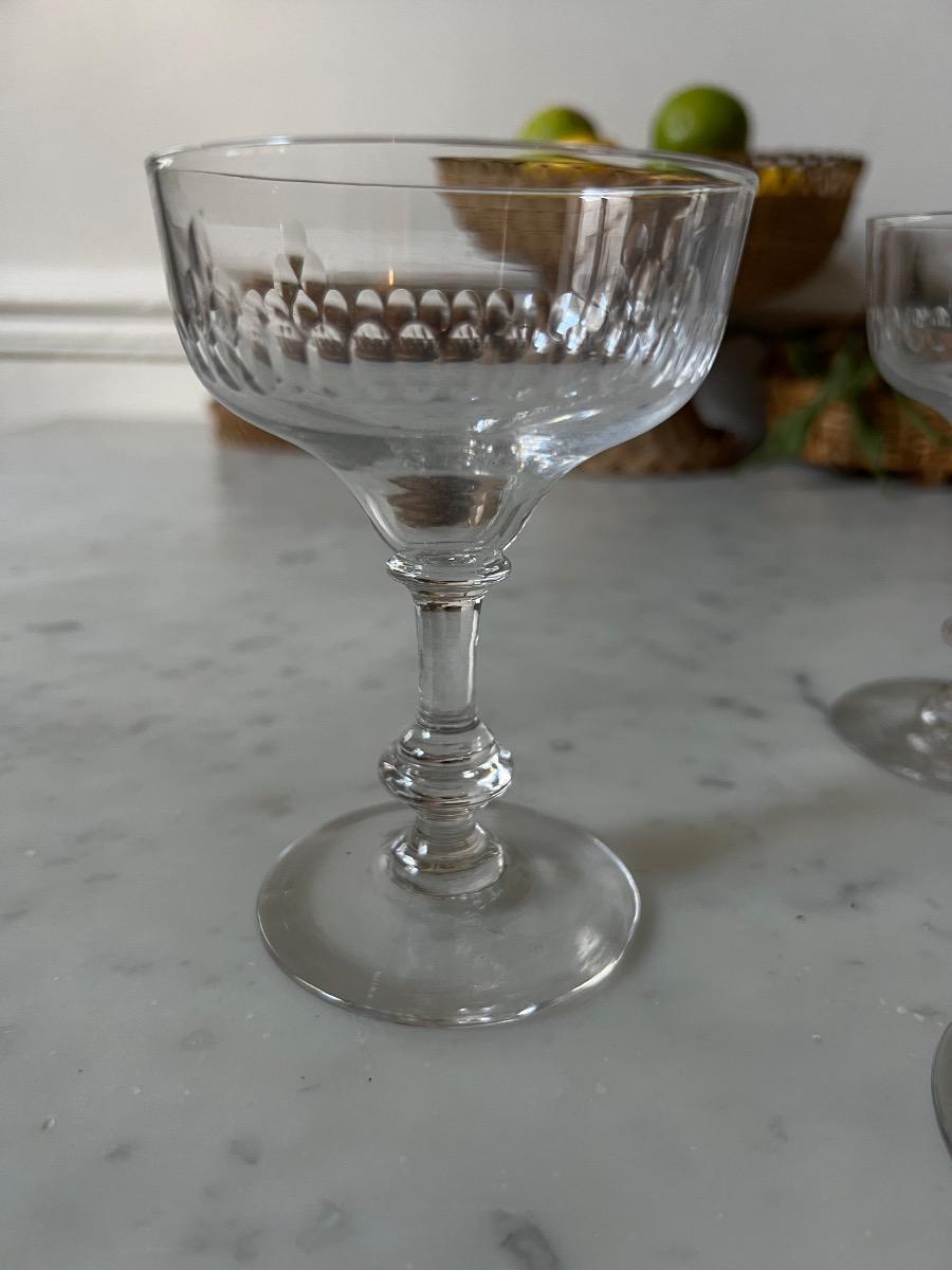 Service 6 coupes champagne cristal 1930