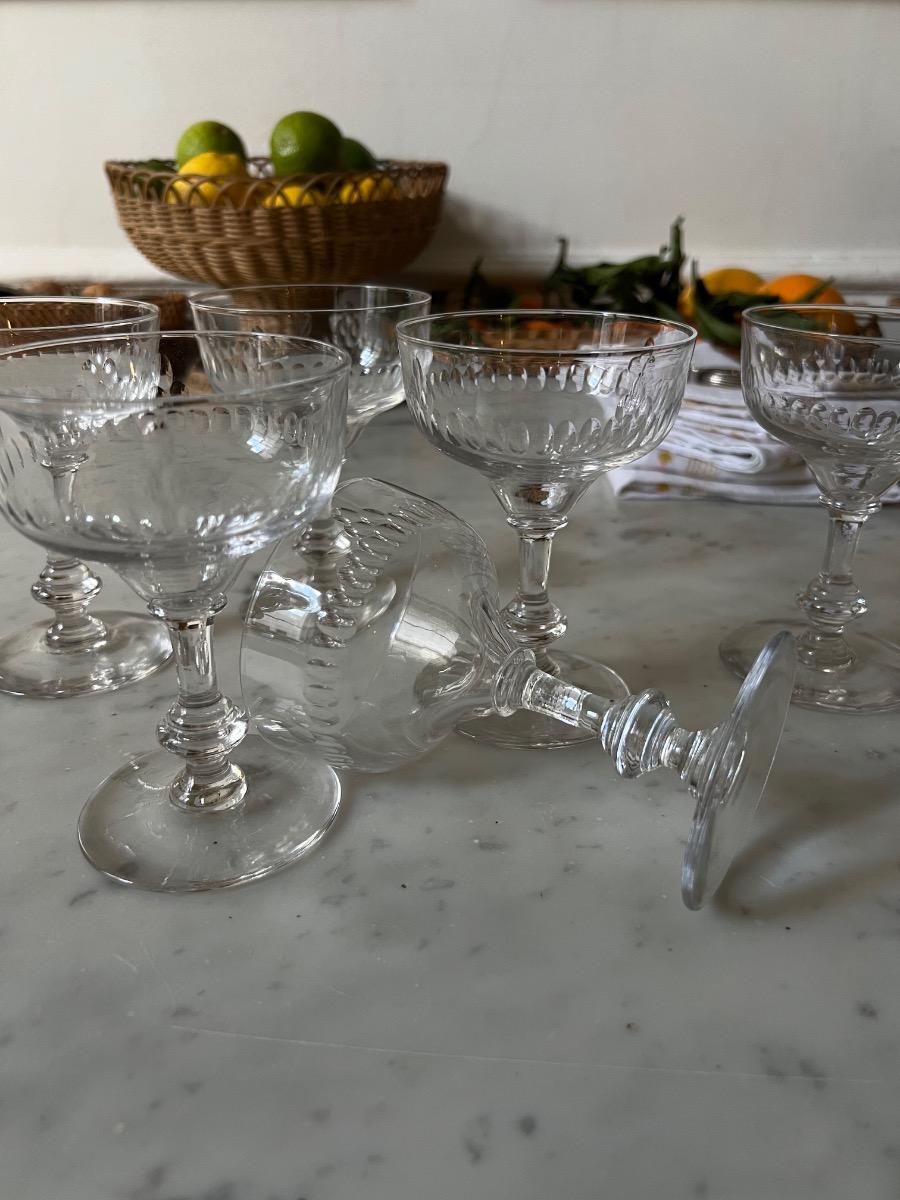 Service 6 coupes champagne cristal 1930