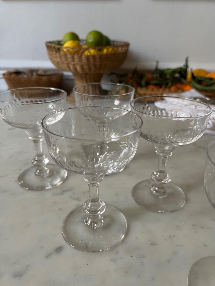 Service 6 coupes champagne cristal 1930