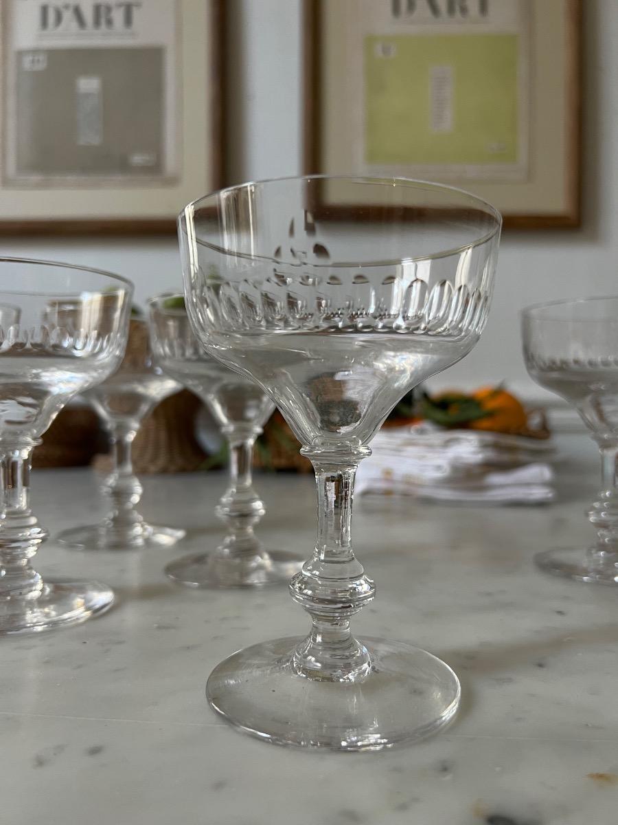 Service 6 coupes champagne cristal 1930