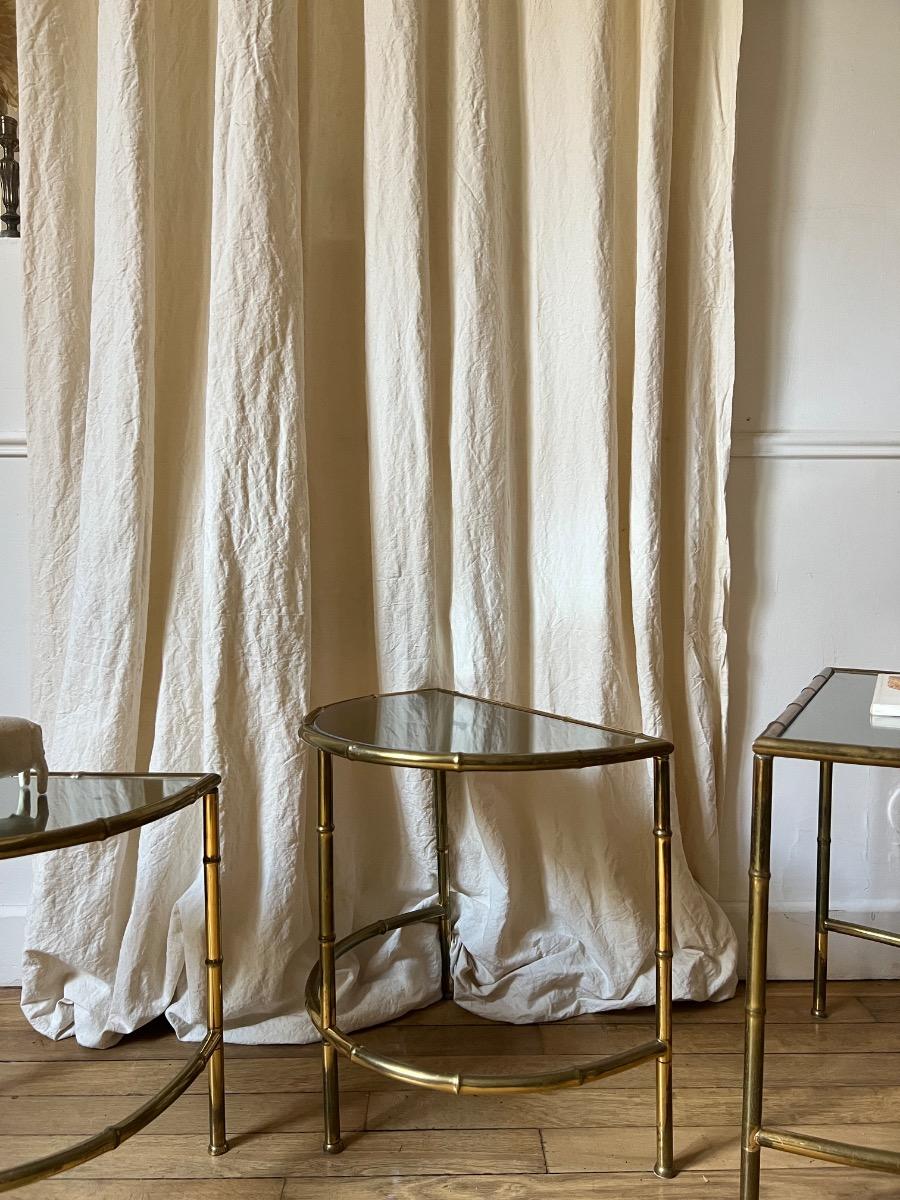 3 tables gigognes laiton miroir 1960