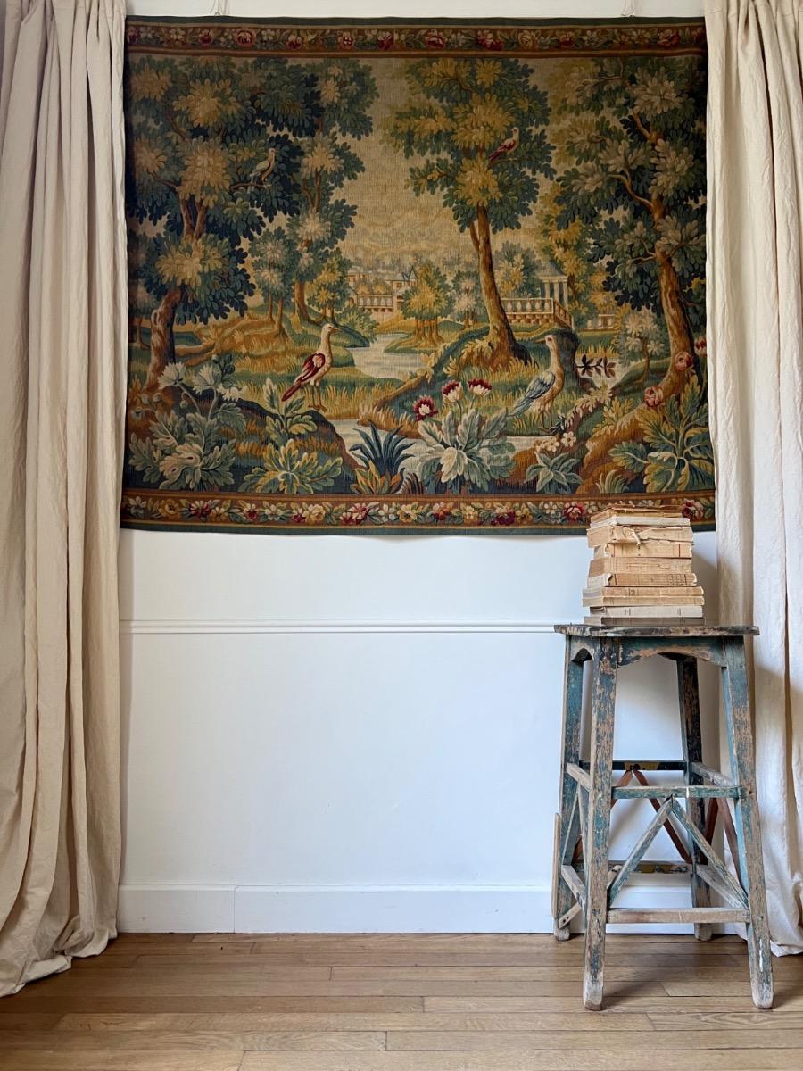 Verdure, réplique de tapisserie Aubusson 1940