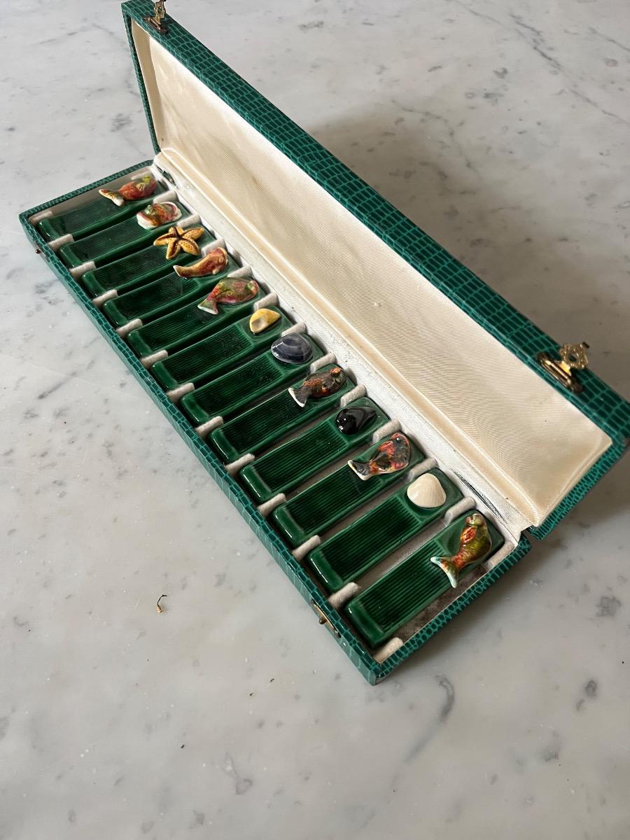 Service 12 porte-couteaux céramique 1960