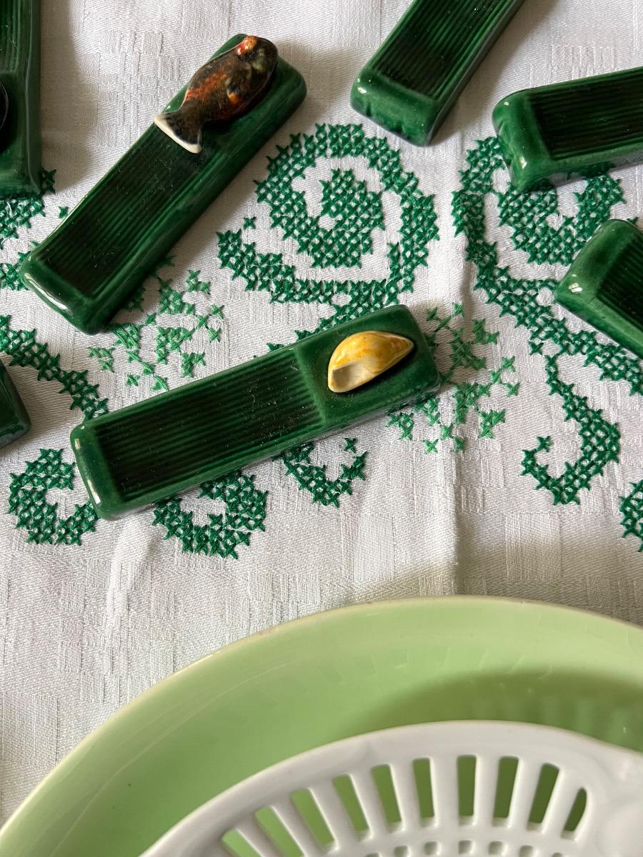 Service 12 porte-couteaux céramique 1960