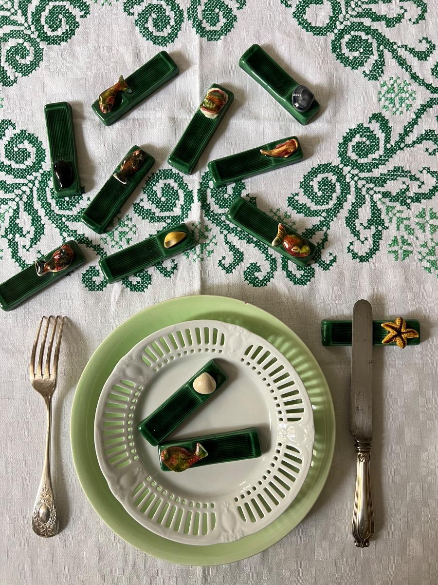 Service 12 porte-couteaux céramique 1960