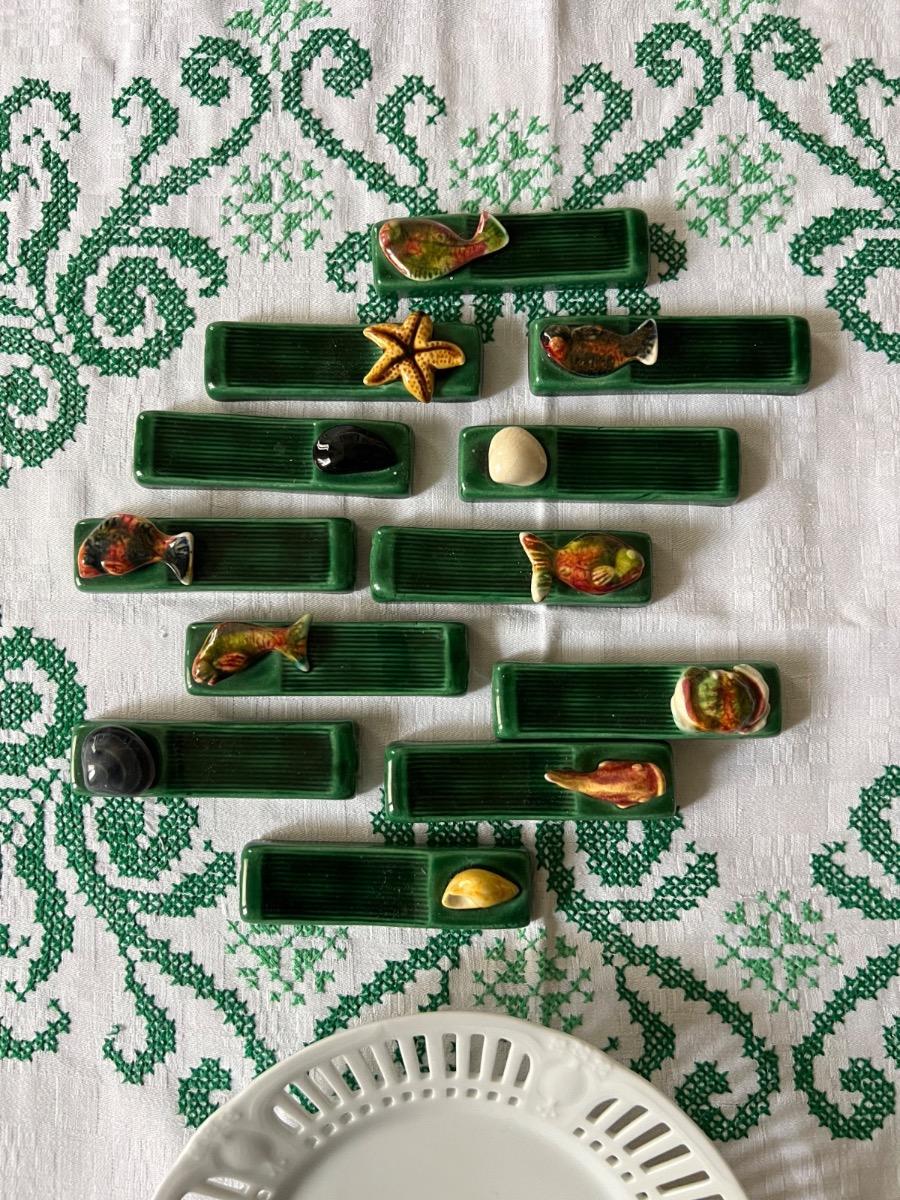 Service 12 porte-couteaux céramique 1960