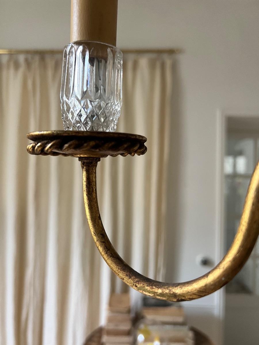 Lustre métal doré, verre Banci Firenze 1960