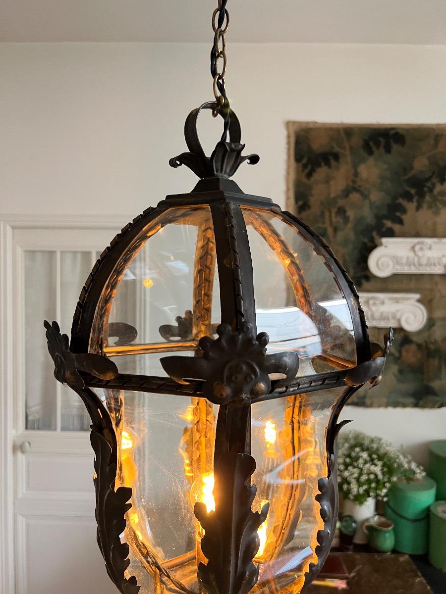 Lanterne de vestibule métal et verre 1920