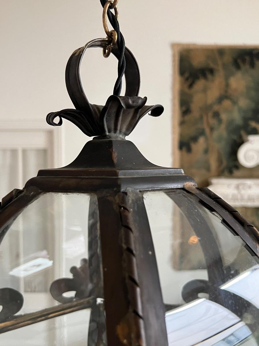 Lanterne de vestibule métal et verre 1920