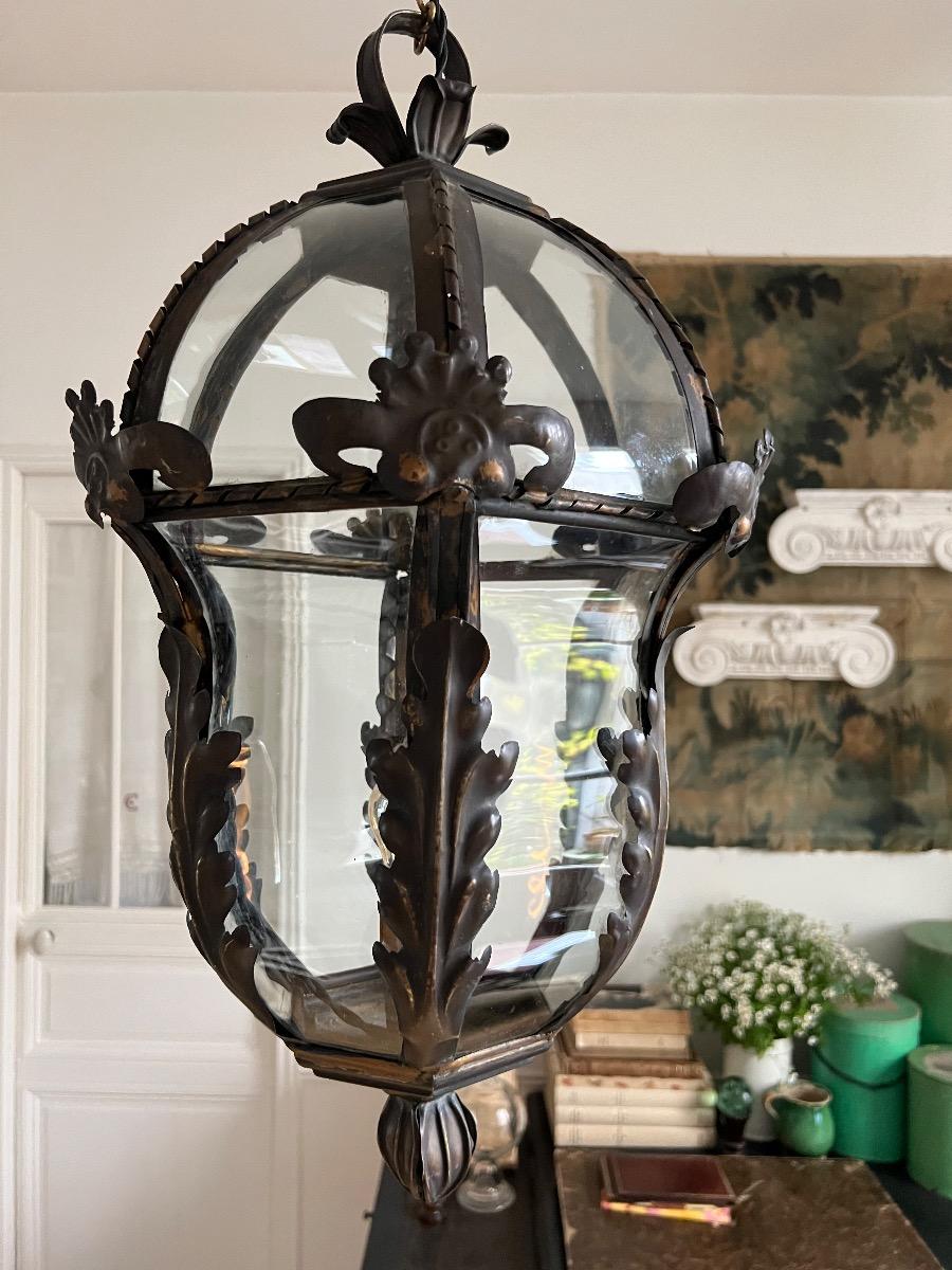 Lanterne de vestibule métal et verre 1920