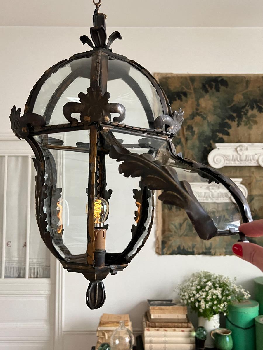 Lanterne de vestibule métal et verre 1920