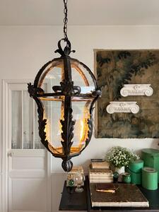 Lanterne de vestibule métal et verre 1920