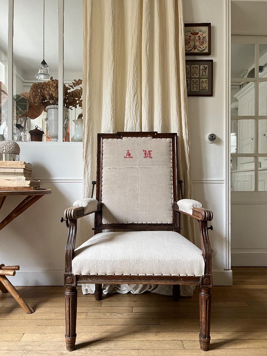 Fauteuil à crémaillère XVIIIème noyer