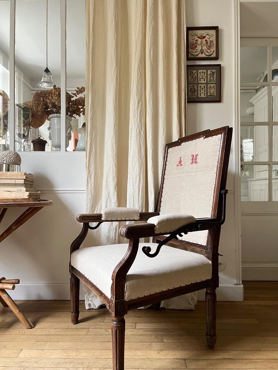 Fauteuil à crémaillère XVIIIème noyer